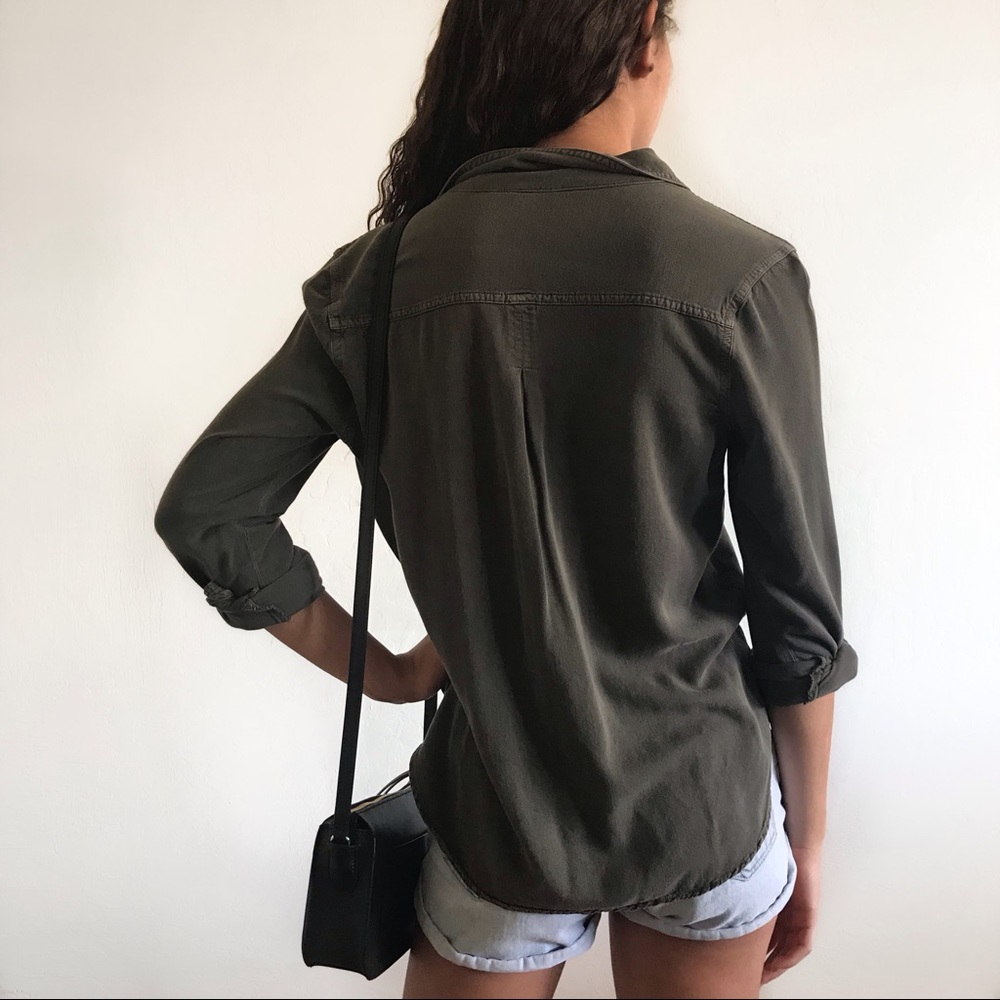 SOLD! Olive green button up shirt - Picture 2 of 2